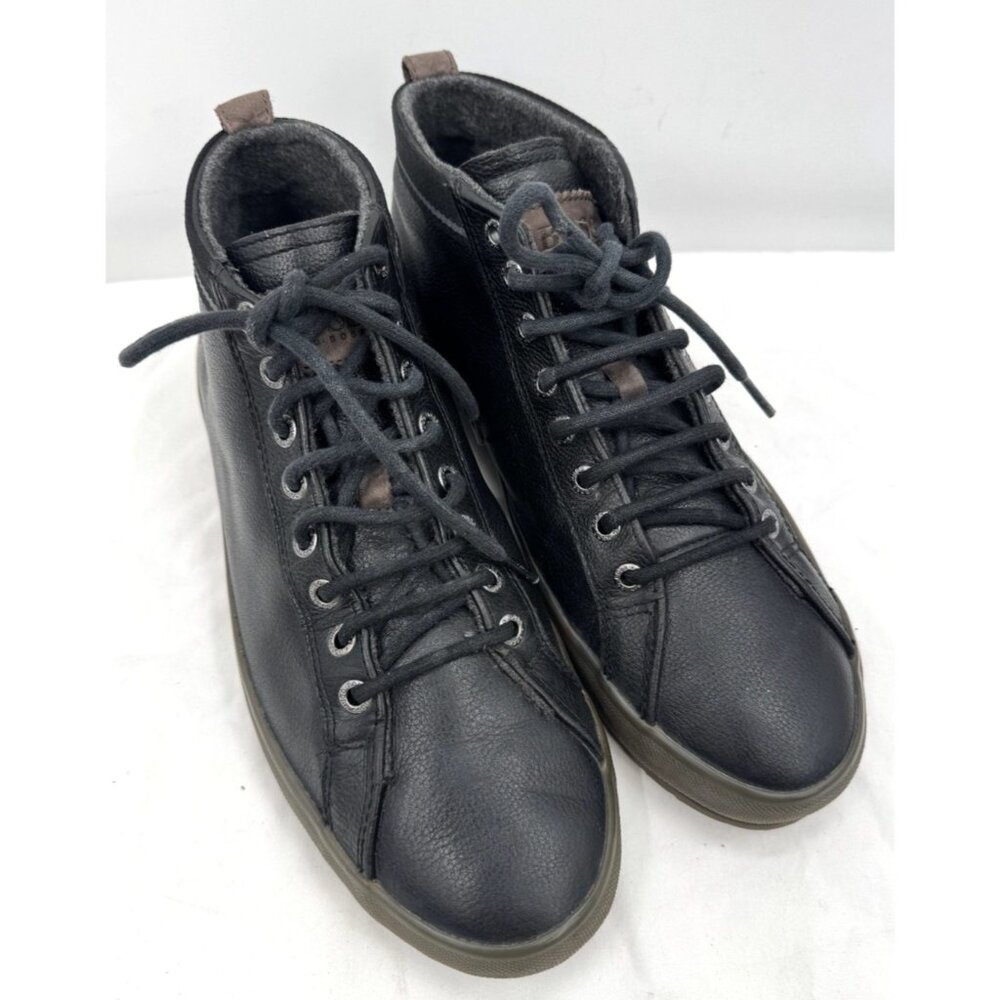 Hugo Boss Black Leather High Tops Sneakers Lace Up Shoes Boots Sz 42 Sz US 9